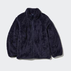 NWT - Uniqlo Kids Fluffy Yarn Fleece Full Zip Jacket, Navy - Size 5-6